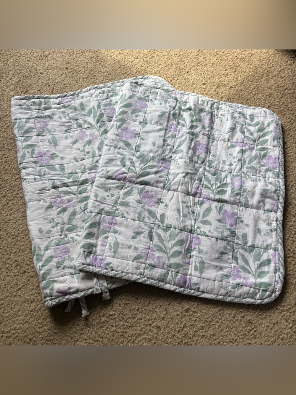 Cloth and Canopy Purple Floral Quilted Grandma Cottage Core King Shams Set of 2